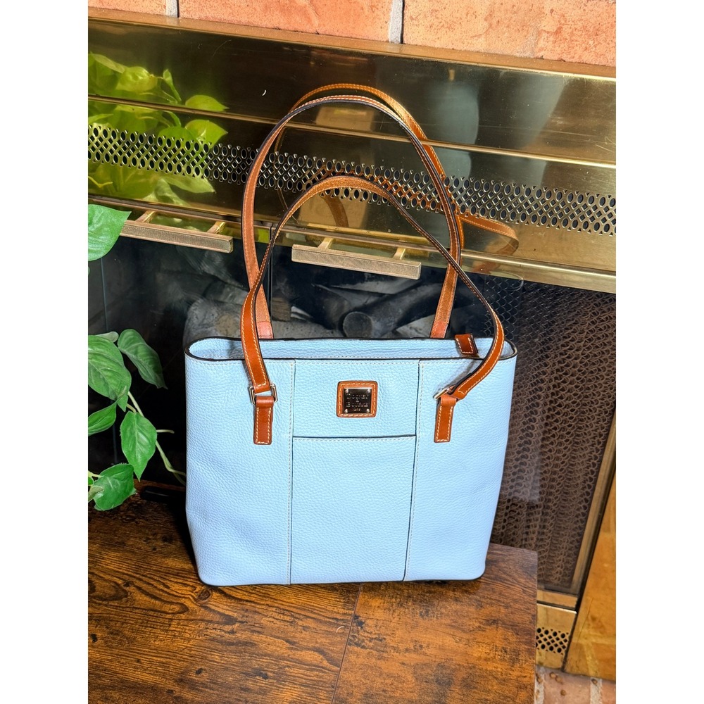 Dooney & Bourke Lexington Tote Bag Light Blue Pebbled Leather Medium